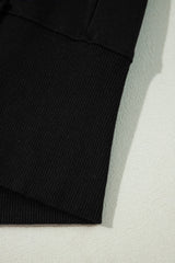 Black Exposed Seam Drop Shoulder Round Neck Sweatshirt with Slits Sweatshirts & Hoodies JT's Designer Fashion