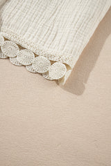 Apricot Textured Frilled Knotted High Waist Lace Hem Shorts Casual Shorts JT's Designer Fashion