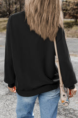 Black Plain Drop Shoulder Crewneck Pullover Sweatshirt Sweatshirts & Hoodies JT's Designer Fashion
