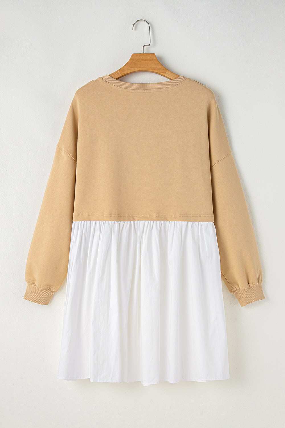 Apricot Color Block Patchwork Ruffled Plus Size Mini Dress Plus Size Mini Dresses JT's Designer Fashion