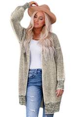 Apricot Plaid Knitted Long Open Front Cardigan Sweaters & Cardigans JT's Designer Fashion