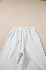 Gray Stripe Zipped up Collar Ruffled Sleeve Tee and Wide Leg Pants 2pcs Outfit Pant Sets JT's Designer Fashion
