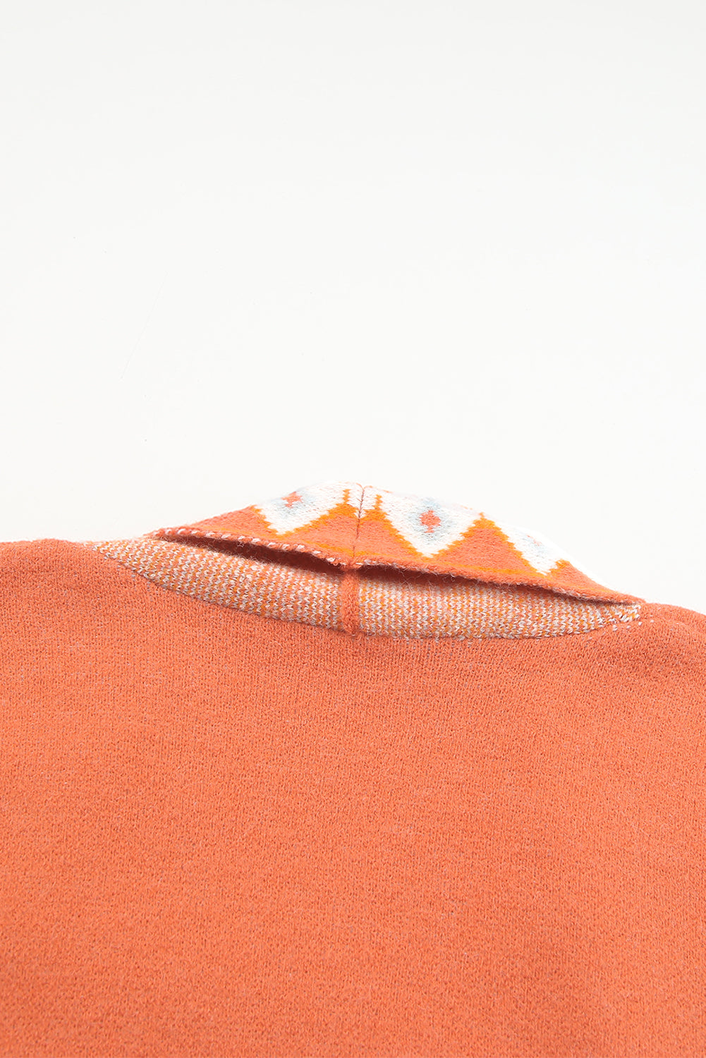 Orange Printed Aztec Print Open Front Knitted Cardigan Sweaters & Cardigans JT's Designer Fashion