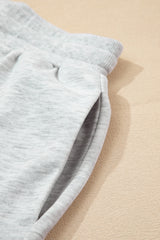 Light Grey Color Block Raw Hem Pullover and Casual Shorts Set Short Sets JT's Designer Fashion