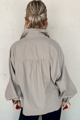 High Solid Color Balloon Sleeve Side Slits Loose Fit Shirt Blouses & Shirts JT's Designer Fashion