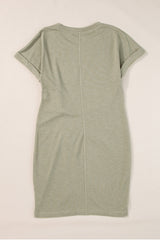 Laurel Green Folded Sleeve Twisted Mini T-Shirt Dress T Shirt Dresses JT's Designer Fashion