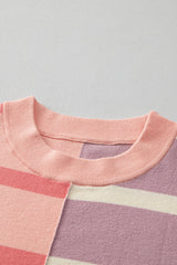 Pink Stripe Colorblock Oversized Sweater Sweaters JT's Designer Fashion