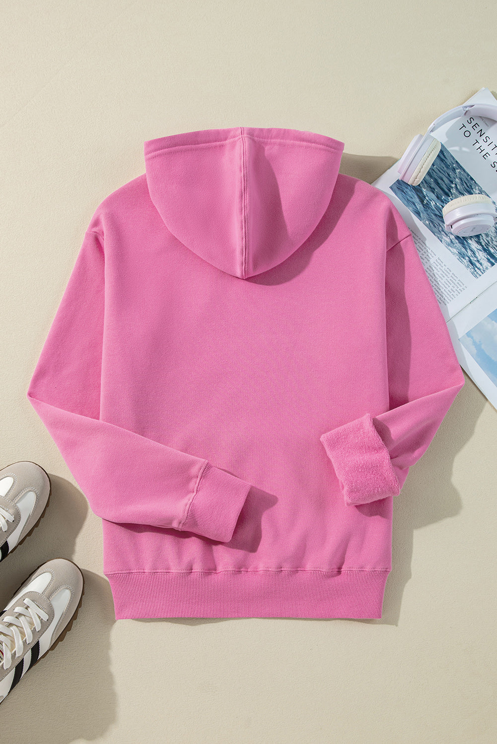Bonbon Solid Color Fleece Lined Drawstring Hoodie with Pocket Sweatshirts & Hoodies JT's Designer Fashion