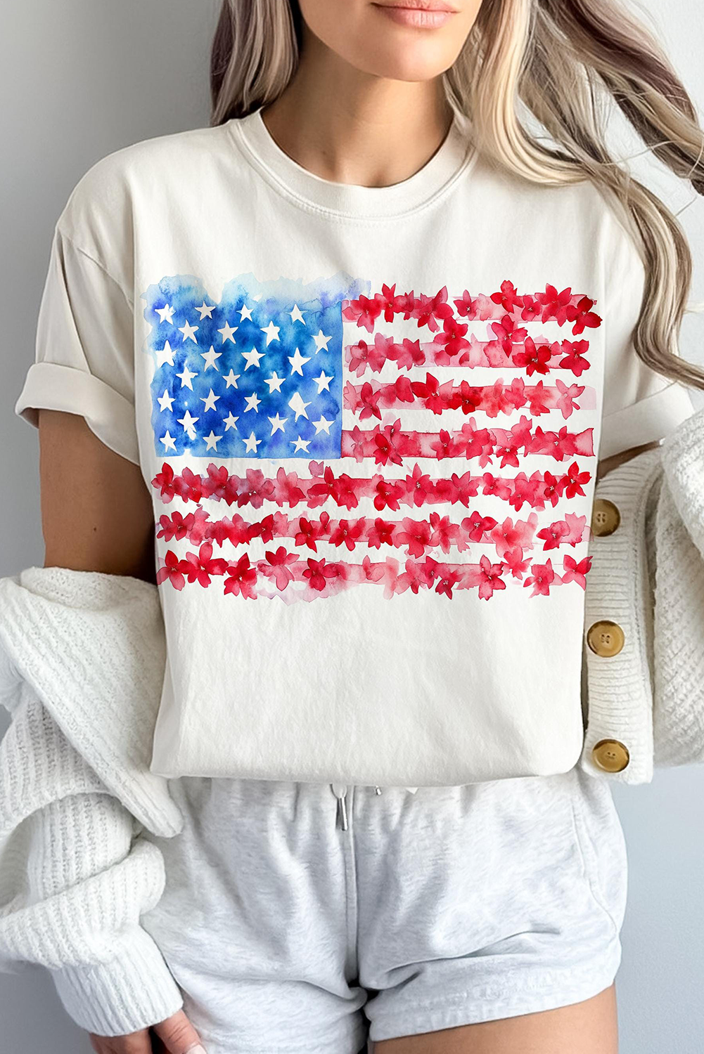 White Flag Graphic Crew Neck Tee Graphic Tees JT's Designer Fashion