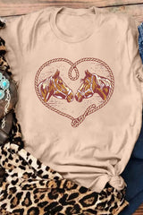 Khaki Rodeo Horse Graphic Western Cowgirl Fashion T Shirt Graphic Tees JT's Designer Fashion