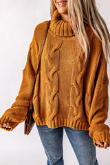 Cuddle Weather Cable Knit Handmade Turtleneck Sweater Sweaters & Cardigans JT's Designer Fashion