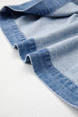 Dusk Blue Tied Front Bubble Sleeve Peplum Denim Shirt Blouses & Shirts JT's Designer Fashion