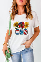Graphic Round Neck Short Sleeve T-Shirt Graphic Tees JT's Designer Fashion