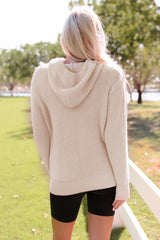 Apricot Waffle Knit Buttons Hooded Sweater with Pocket Sweaters & Cardigans JT's Designer Fashion