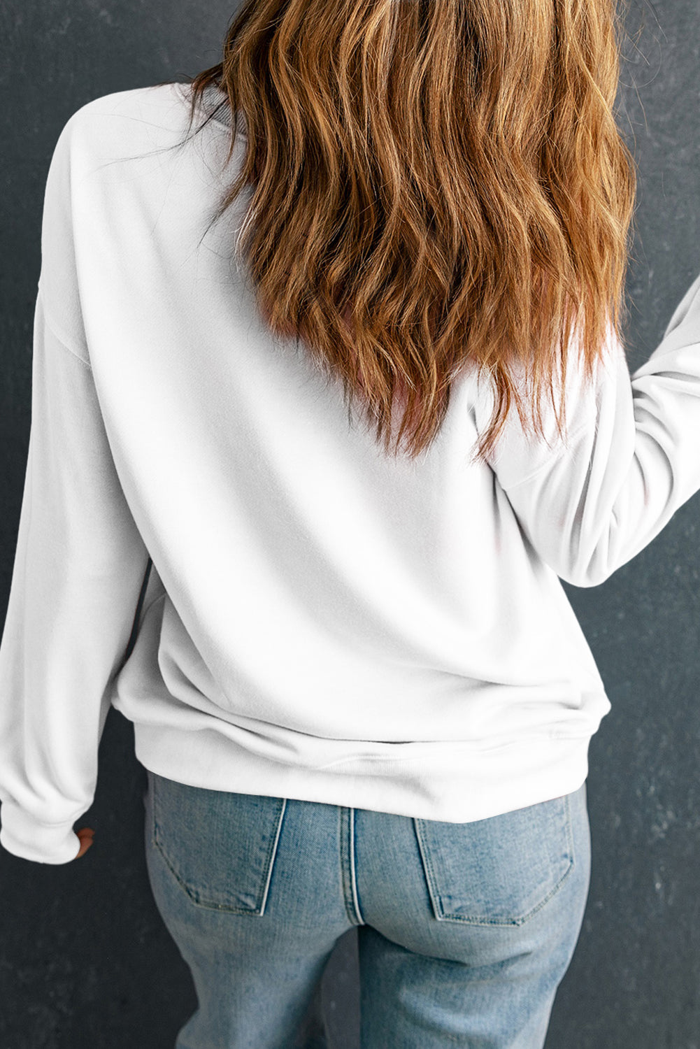 Beige Sequin Cheetah O Neck Drop Shoulder Sweatshirt Graphic Sweatshirts JT's Designer Fashion
