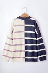 Blue Stripe Colorblock Oversized Sweater Sweaters JT's Designer Fashion