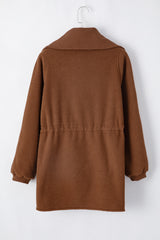Brown Half Zip Fleece Pullover Sweatshirt Sweatshirts & Hoodies JT's Designer Fashion