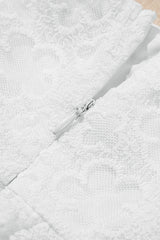White Floral Lace Puff Sleeve Empire Waist Mini Dress Mini Dresses JT's Designer Fashion
