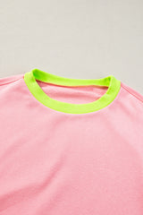 Pink Colorblock Bubble Sleeve Sweatshirt Sweatshirts & Hoodies JT's Designer Fashion