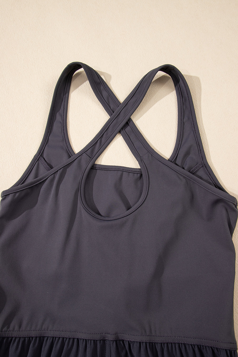 Carbon Grey Back Crossed Straps Hollow Out Jogger Jumpsuit Jumpsuits & Rompers JT's Designer Fashion