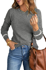 Medium Grey Ribbed Trim Crew Neck Long Sleeve Sweater Sweaters & Cardigans JT's Designer Fashion