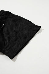 Black Textured Ruffled Sleeve Tee and Drawstring Elastic Waistband Shorts Set Short Sets JT's Designer Fashion