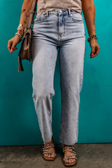 Beau Blue Acid Wash Straight Jeans Jeans JT's Designer Fashion