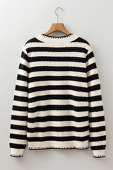 Black Stripe Chic Golden Button Cardigan Sweater Cardigans JT's Designer Fashion