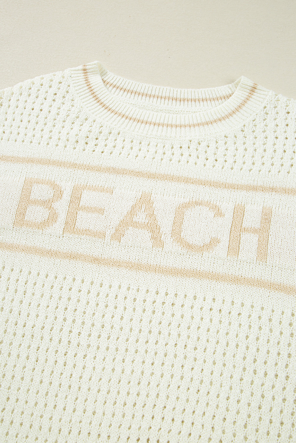 White BEACH Hollow Out Knitted Lightweight Dolman Sweater Sweaters JT's Designer Fashion