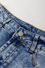 Myosotis Center Seam Cuffed Hem Straight High Waist Jeans Jeans JT's Designer Fashion