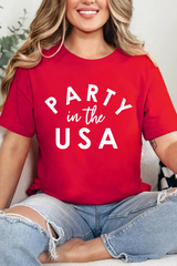 Red PARTY in the USA Printed Independence Day T Shirt Graphic Tees JT's Designer Fashion