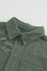 Green Ripped Denim Jacket Denim Jackets JT's Designer Fashion