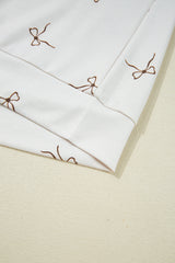 Beige Bow Print Half Zip Tank and Shorts 2pcs Set Short Sets JT's Designer Fashion