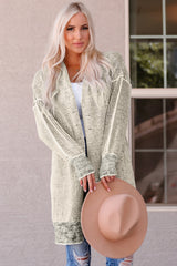 Apricot Plaid Knitted Long Open Front Cardigan Sweaters & Cardigans JT's Designer Fashion