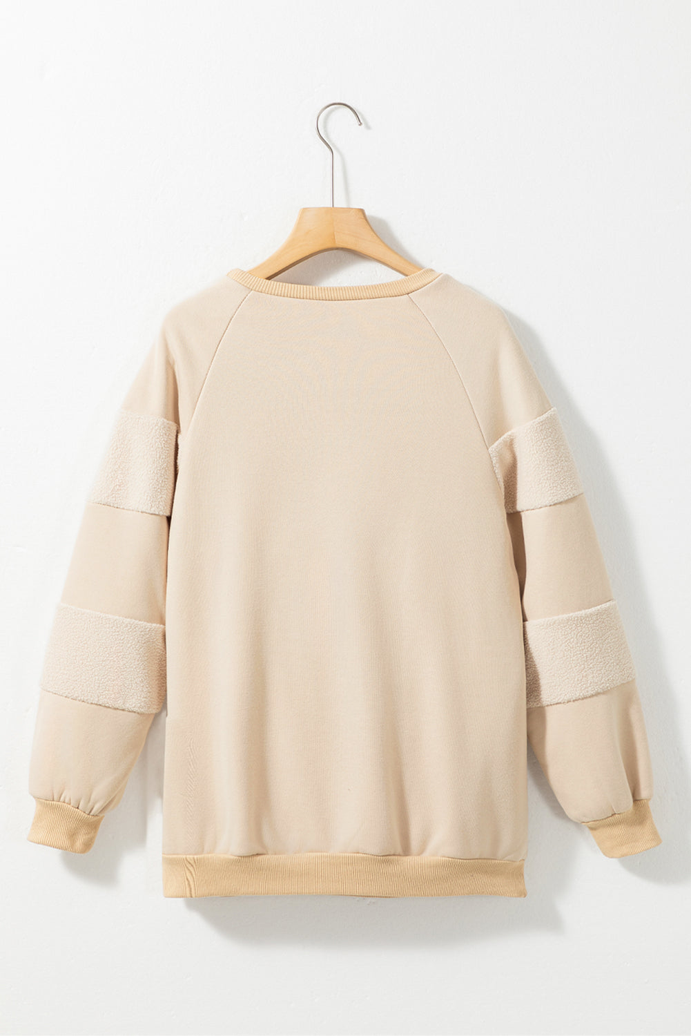 Oatmeal Contrast 2-tone Patchwork Raglan Sleeve Sweatshirt Sweatshirts & Hoodies JT's Designer Fashion