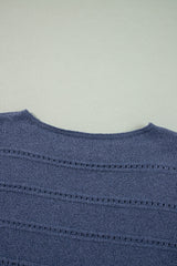 Real Teal Boat Neck Drop Shoulder Pointelle Knit Sweater Sweaters JT's Designer Fashion