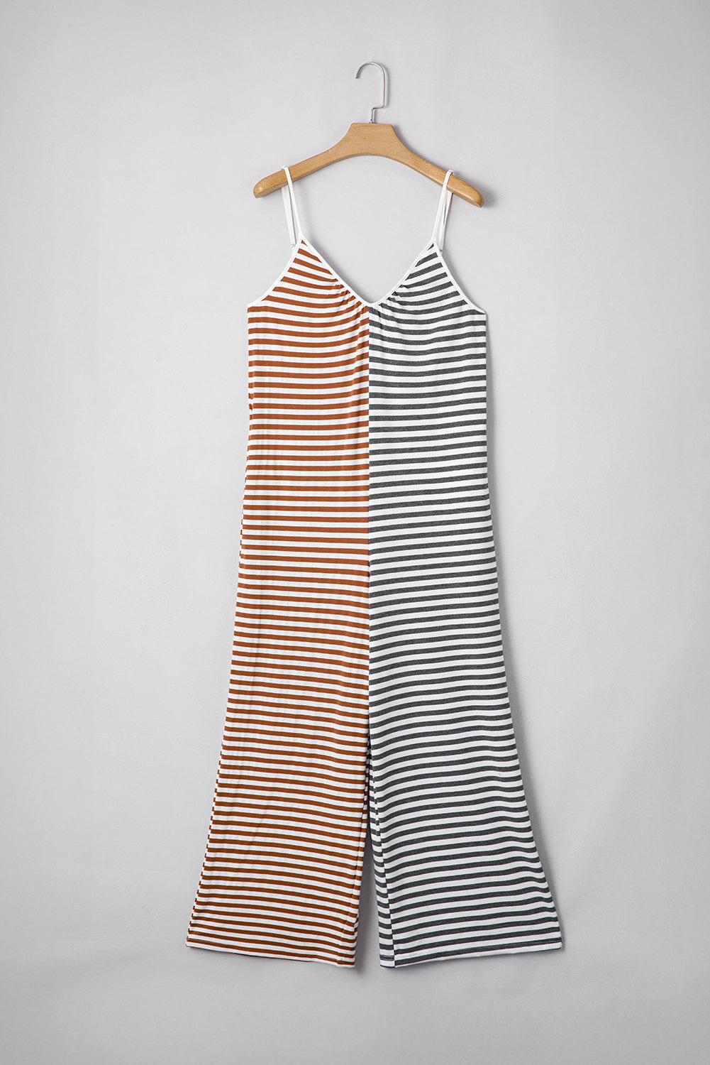 Yellow Stripe Two Tone Contrast Spaghetti Strap Backless Overall Jumpsuits & Rompers JT's Designer Fashion
