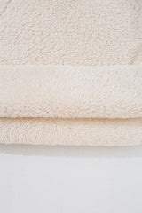 White Solid Fleece High Neck Drop Shoulder Pullover Sweatshirt Sweatshirts & Hoodies JT's Designer Fashion