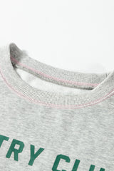 Light Grey COUNTRY CLUB PICKLEBALL Graphic Exposed Stitching Casual Sweatshirt Sweatshirts & Hoodies JT's Designer Fashion