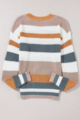 Camel Classic Round Neck Colorblock Knit Sweater Sweaters JT's Designer Fashion