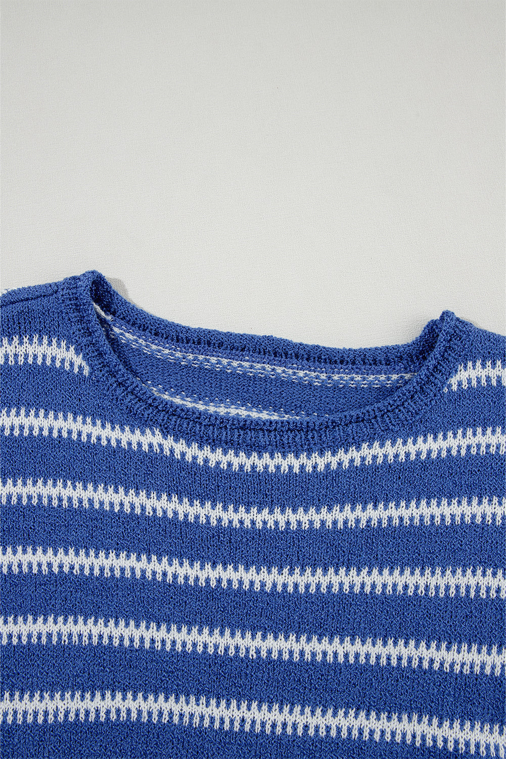 Sky Blue Stripe Drop Shoulder Casual Sweater Sweaters JT's Designer Fashion