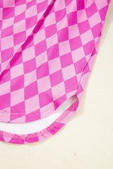 Pink Geometric Print Active Casual Shorts with Slits Casual Shorts JT's Designer Fashion