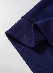 Navy Blue Solid Fleece Lined Drop Shoulder High Low Sweatshirt Sweatshirts & Hoodies JT's Designer Fashion
