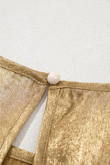 Gold Round Neck Metal Texture Casual Tank Top Blouses & Shirts JT's Designer Fashion