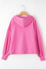 Bonbon Fleece Lined Half Zipper Kangaroo Pockets Loose Hoodie Sweatshirts & Hoodies JT's Designer Fashion