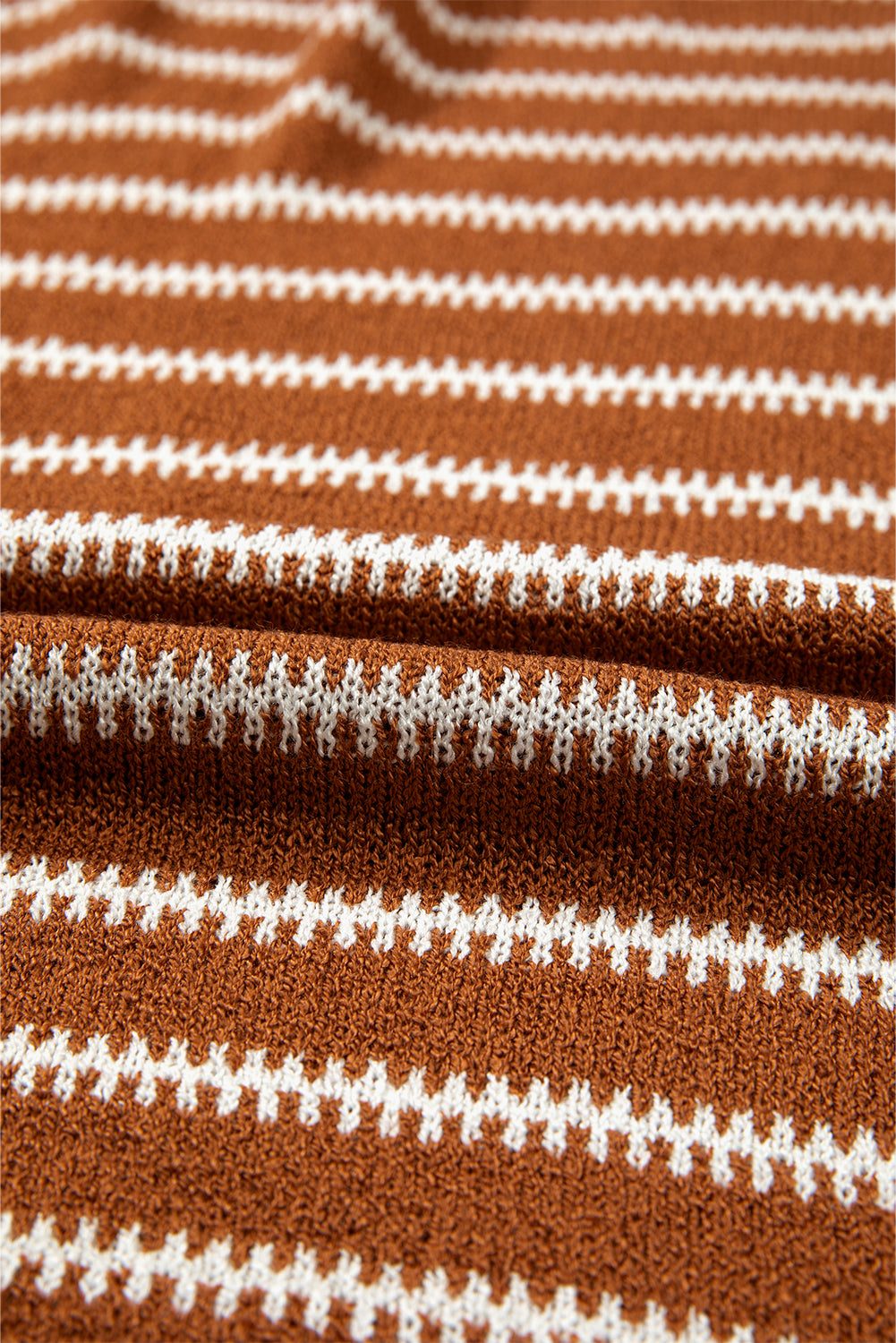 Brown Stripe Drop Shoulder Casual Sweater Sweaters JT's Designer Fashion