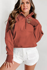 Flamingo Fleece Lined Zip Up Stand Collar Thumbhole Sleeve Sweatshirt Sweatshirts & Hoodies JT's Designer Fashion