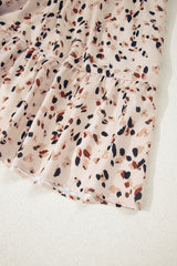 Beige Printed Surplice V Neck Cuffed Sleeve Empire Waist Plus Size Dress Plus Size Mini Dresses JT's Designer Fashion