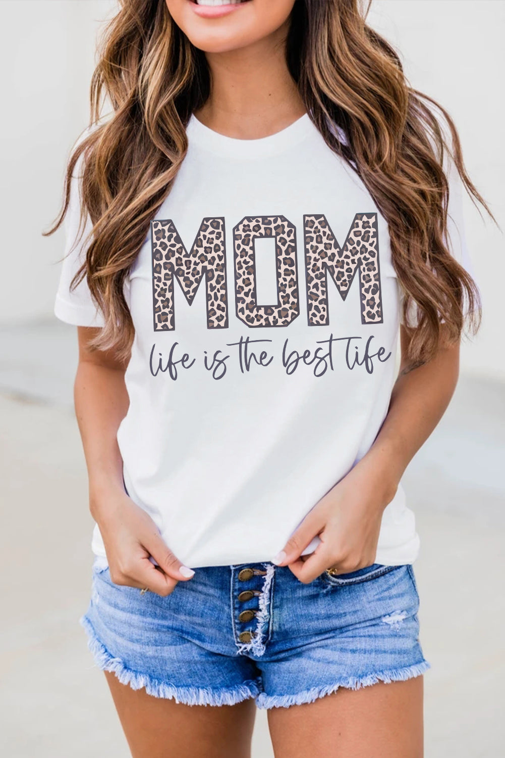 White MOM life is the best life Graphic T Shirt Graphic Tees JT's Designer Fashion