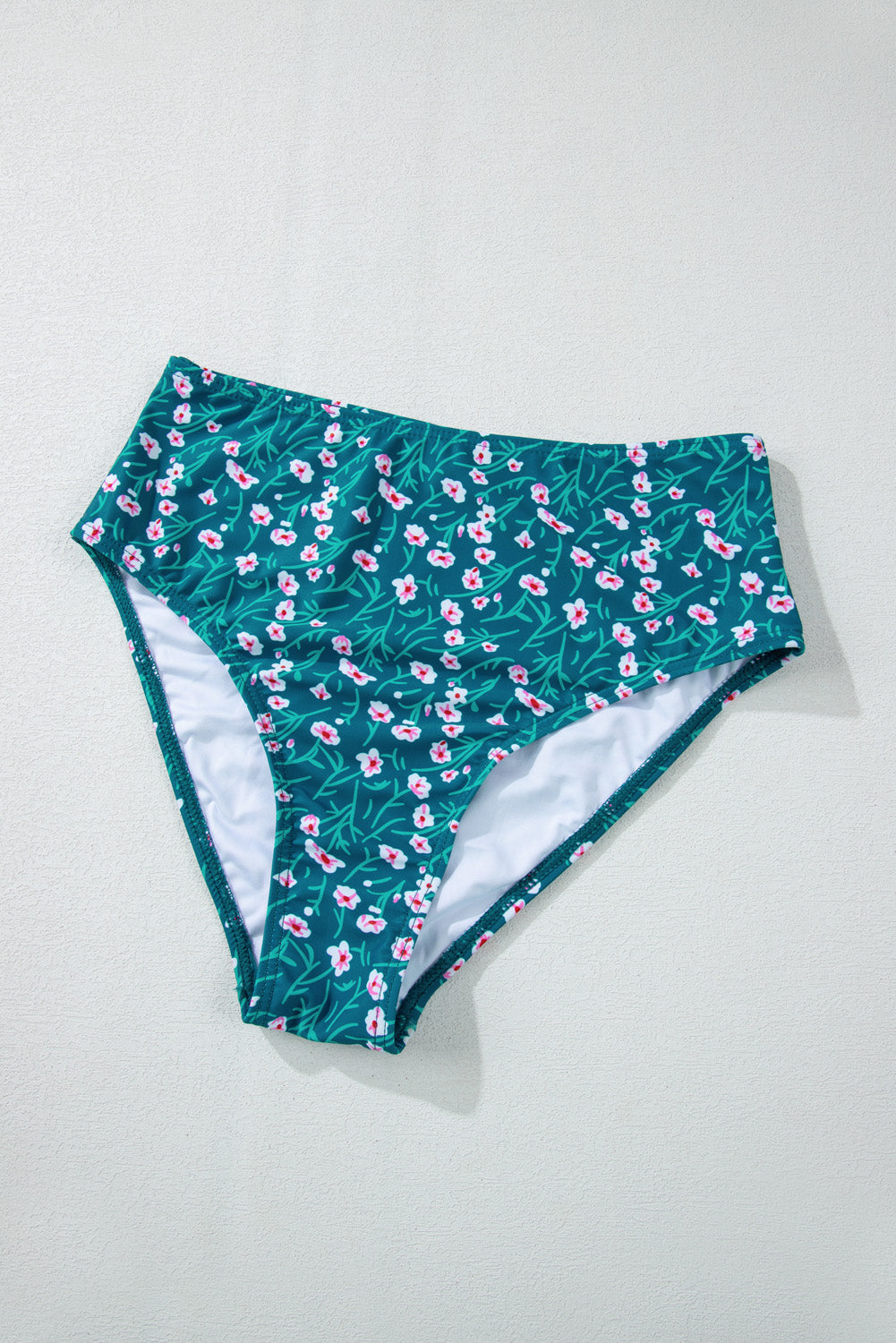 Blue Floral Print Smocked Cute Bikini Set Bikinis JT's Designer Fashion